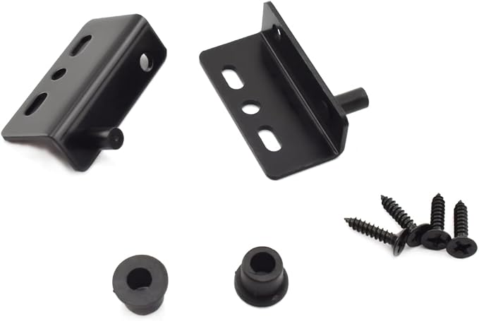 2 Sets Pivot Hinges Black Heavy Duty Concealed Shaft Door Hinges with Bushing for Wood Doors, Drawers, Furniture Cabinets, Wardrobe, Showcase, etc