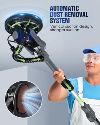 MYTOL 7.2A Drywall Sander with Vacuum, LED, 6-Speed