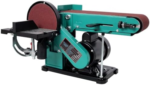 Benchtop Belt & Disc Sander — 4×36 in. Belt (0–90° Tilt) + 6 in. Disc, 120V/60Hz, Quick Tension Release, Heavy-Duty Steel, Compact Workshop Sander (Green)