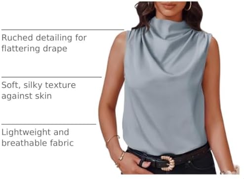 Cicy Bell Womens Mock Neck Satin Tank Tops Silky Business Casual Outfits