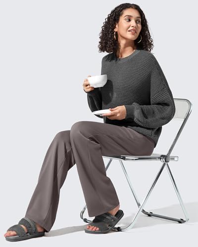 G4Free EverGoing Fleece Lined Wide Leg Pants for Women Dressy Work Casual