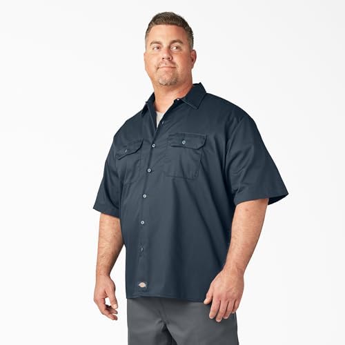 Dickies Men’s Short Sleeve Work Shirt – Durable Twill Button Down Shirts for Men, Lightweight Uniform for Daily Wear