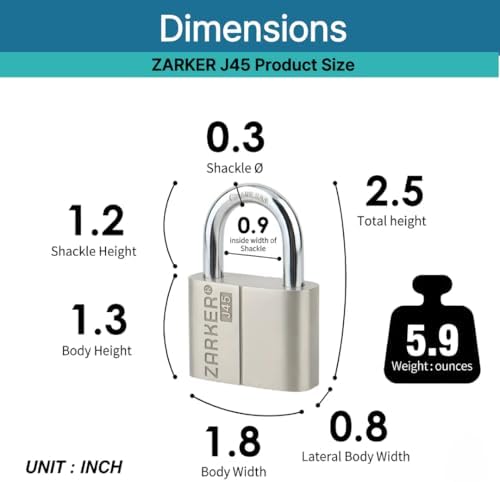 J45 keyed Alike Padlocks, Heavy Duty Stainless Steel Shackle Lock, Waterproof and Rustproof Storage, Warehouses, Garage, Outdoors, 4-Pack