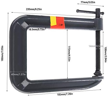 C Clamp, Heavy Duty Steel G Type Woodworking Carpentry Clamping Device Threaded Rod for Auto Brake Parts Assembly Fastening Welding Woodwork Metal Work (Thickness 3.9*Depth 7.3 inch)