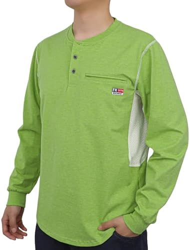 BOCOMAL FR Shirts for Summer Breathable Vented Mesh Flame Resistant Henley
