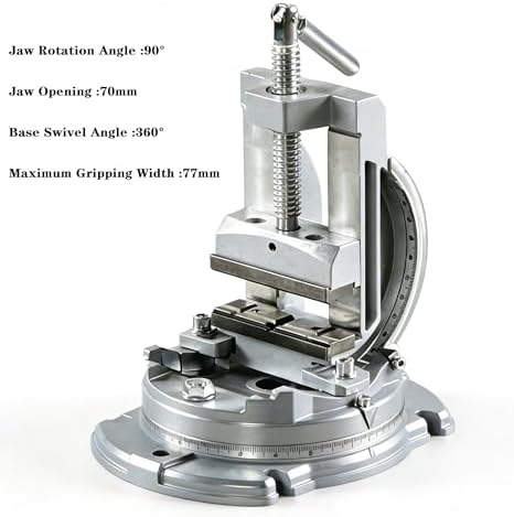3-Inch Tilting Drill Press Vise, 360° Swivel Base, 0-90° Angle Adjustment, Heavy Duty Benchtop Clamping Vise for Milling, Drilling Machine, Precision Metalworking Tool