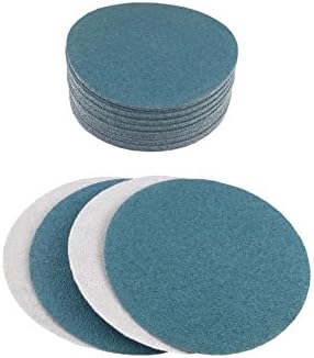 Starcke 5 inch Sanding Discs Hook and Loop Round Sand Paper Disc 120 Grit, 50 Pack Blue Zirconia with Aluminum Oxide No Hole Hook and Loop Sanding Discs, Sandpaper Auto Body for Wood and Metal