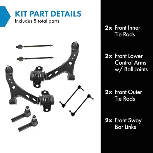 TRQ Front Steering & Suspension Kit Control Arm with Ball Joint Sway Bar