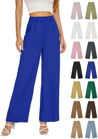 KICZOY Women Casual Wide Leg Dress Pants High Waist Lightweight Flowy Pants
