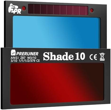 Core Series Red Shade 10 Auto Darkening Welding Lens 2"x4 1/4", Slim 0.2" Welding Lens with Teal Clarity View for Pancake & Sugar Scoop Welding Hoods