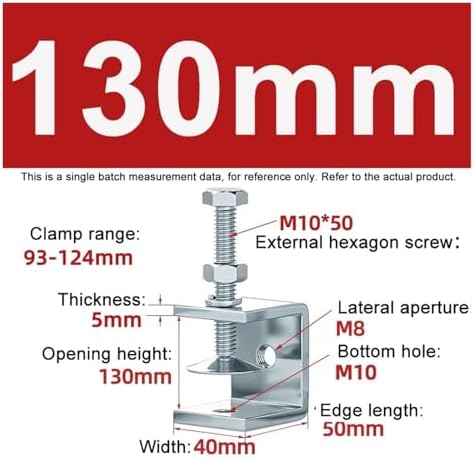 1PCS Galvanized Carbon Steel Tiger Clamp Multiple Shapes Open Height 20-130MM Thickened Material Fixed Fixture Clamping Device(130MM,Hexagonal)