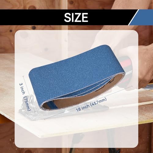 3x18 Inch Sanding Belts 21 Pcs 7 Grits Sizes (3 Each of 40/60/80/120/150/240/400 Grits) Heavy Duty Belt Sander Zirconia Belt Sander Paper for Wood, Metal, Stainless Steel, Cars, and Furniture