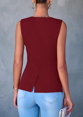 PRETTYGARDEN Women Tailored Suit Vest Business Casual Tops