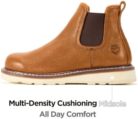 SUREWAY Men's 6-Inch Slip-On Chelsea Work Boots, Soft Toe Leather Boots