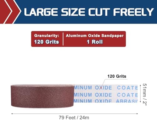 Sandpaper Roll 2Inch 79FT 120Grit Aluminum Oxide Emery Cloth Roll