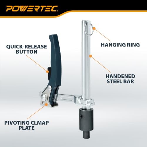 POWERTEC Welding Clamps, 2 PK, for 5/8" Fixture Holes (72235-P2) | Quick-release ratchet, 999 lb clamping force, 7-3/4" capacity, 4-3/4" throat depth, welding tables & workbenches