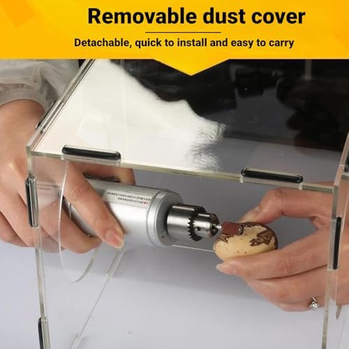 Acrylic Enclosed Grinding Dust Box with 2 Holes, Highly Transparent Rectangle Table Polisher Dust Box, Easy to Install for Polishing, Sanding, Engraving