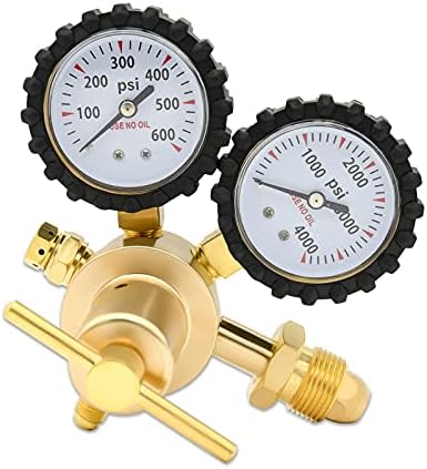 Nitrogen Regulator 0-600PSI CGA580 Inlet, 1/4-Inch Male Flare Outlet Connection,Heavy-Duty Handle,Self-reseating Relief Valve,Nitrogen Tank Regulator