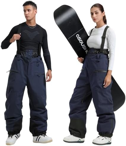 GSOU SNOW Mens Womens Snowboard Pants-Baggy Ski Snow Bibs