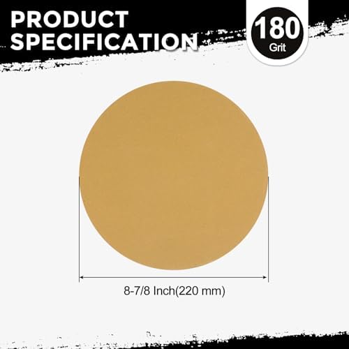 50Pcs Sanding Discs 8-7/8In 180Grit Hook and Loop Sandpapers Yellow