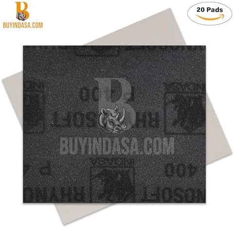 Indasa Rhynosoft Foam Sanding Pads - 4.5" x 5.5",Hook and Loop, 120 Grit, Plusline, Flexible, Tear-Resistant, Ideal for Automotive, Wood, & Finishing (Pack of 20 Pads)