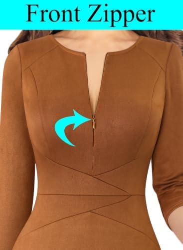 VFSHOW Womens Work Business Office Zipper Up Slim Bodycon Sheath Dress