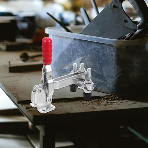 Generic 2pcs Vertical Quick Release Toggle Clamps for Welding and Woodworking, Zinc-plated Iron Metal Fixed Clamp Tool Dual Heads, Heavy-duty Workholding Device for Metal Fabrication