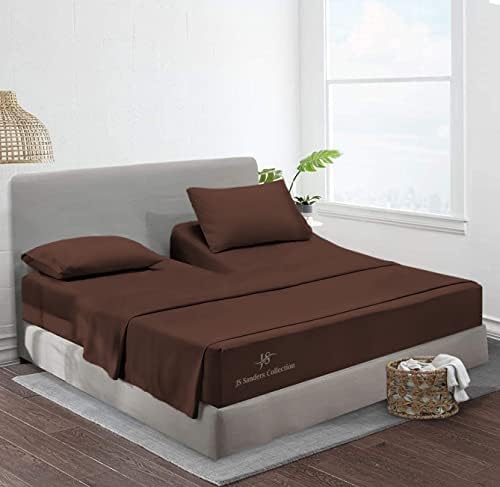 JS Sanders Collection Split Head Sheet Set Cal. King Size,Chocolate