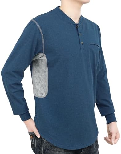 BOCOMAL FR Shirts for Summer Breathable Vented Mesh Flame Resistant Henley