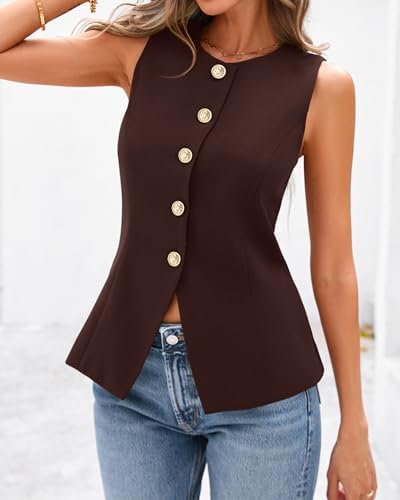 BTFBM Suit Vest Tops For Women Sleeveless Blazer Work Wear