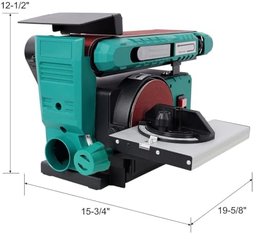 Belt and Disc Sander Combo, 4 x 36 Inch Belt Sander with 6 Inch Disc Sander, Benchtop Belt Disc Sanding Machine with Adjustable 0-90° Belt for Woodworking Metalworking