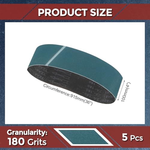 5 Pcs Sanding Belts 4 x 36 Inch 180 Grit Zirconia