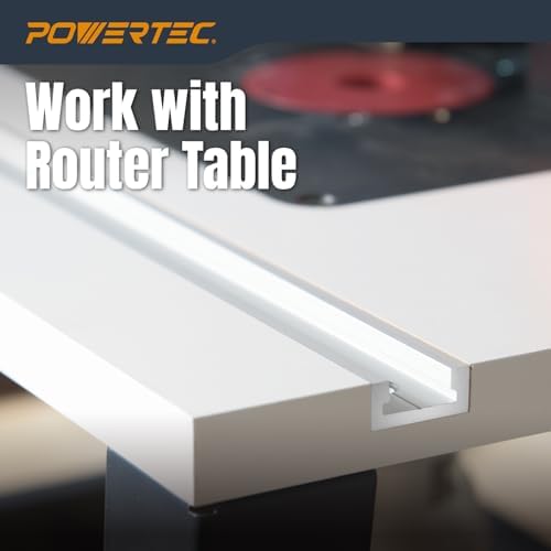 POWERTEC 48" Miter T Track for Router Table, Works With Table Saw Sled, Miter Gauge, Featherboard, Miter Bar, and other T Track Accessories for woodworking, 2PK (71167-P2)