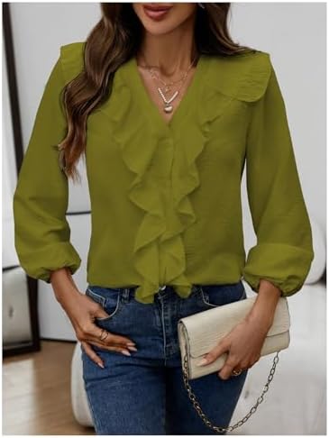 GORGLITTER Women's Ruffled Top Blouses Dressy Business Casual Outfits