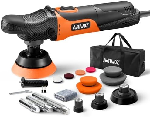 AUTIWOZ Mini Buffer Polisher, Rotary Car Buffer and Polisher Kit 6 Speeds, 1" /2" /3" Base Pads M14 Thread Extension Shaft for Car Boat Sanding Polishing and Waxing, W03