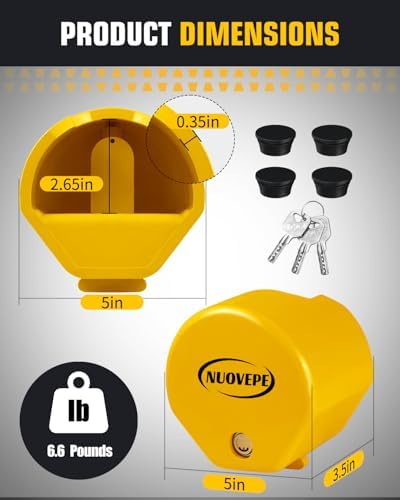 Heavy Duty Trailer Hitch Locks: Universal Fit 1-7/8", 2" and 2-5/16" Couplers, Reinforced Solid Steel Tow Lock for Trailer Tongue, Anti Theft Coupler Lock for RV, Cargo, Boat, Camper, Utility (Yellow)