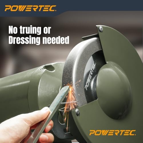 POWERTEC CBN Grinding Wheel 8 Inch 600 Grit, 1-1/4" Wide, 5/8" Arbor – 4-in-1 CBN Sharpening Wheel with 1/4" Radius Edge and Side Face for Bench Grinder (15706)