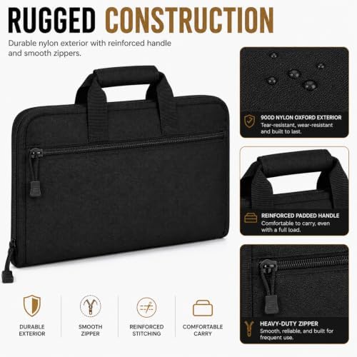 LU-DILUANK 15-Inch Suppressed Pistol Case with Heat-Resistant Felt Liner