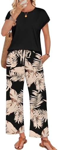 WIHOLL Two Piece Sets for Women Summer Spring Outfits Lounge Sets Beach Vacation Clothes Airport Travel Matching Clothing