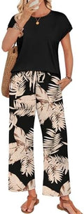 WIHOLL Two Piece Sets for Women Summer Spring Outfits Lounge Sets Beach Vacation Clothes Airport Travel Matching Clothing