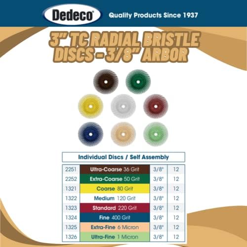 Dedeco Sunburst Radial Bristle Discs 12-Pack - 3" Curved - 3/8" Arbor - Peach 2500 Grit (Extra-Fine, 6 Micron) - Aluminum Oxide for Polishing & Finishing