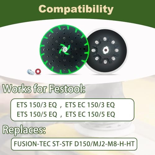 Upgraded 202460 6-Inch(150mm) Hard Sanding Pad, 48-Hole, M8 Thread, Compatible with Festool ETS 150/3 EQ, ETS EC 150/5 EQ, ETS EC 150/3 EQ, ETS 150/5 EQ Sander Models, 1 Pack