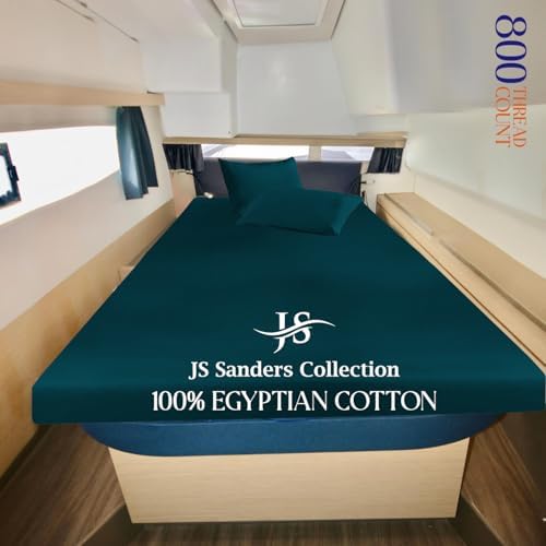 JS Sanders AFT Berth Boat Sheet 3 Pcs 600 TC Egyptian Cotton,Teal