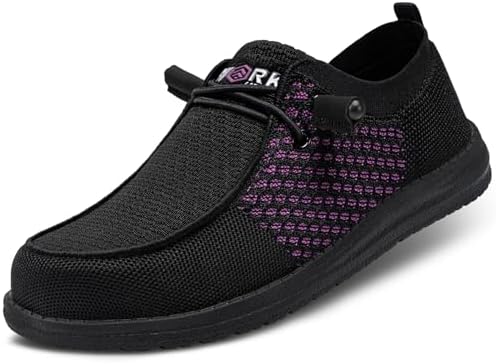 LARNMERN Steel Toe Loafers Women Slip On Work Safety Shoes Walking Sneakers
