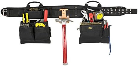 Custom Leathercraft5608 4 Piece Carpenter's Combo Tool Belt, Double-Tongue Steel Roller Buckle, 17-Pocket
