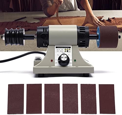 110V 8000RPM Leather Polisher Grinder Machine Leather Edge Grinding Burnishing Tool with 4 Belts Practical for All Vegetable Tanned Leather Products（30*12.6*13cm）