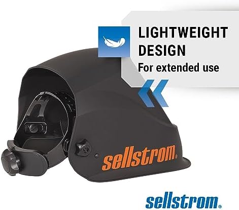 Sellstrom Lightweight,Ergonomic Design,Nylon,Extra Large Blue Lens Technology,All-Day Comfort,Excellent Optical Clarity,Premium Welding Helmet with ADF Technology,Black/Orange,7'Wx 13'H x 5'L,S26400