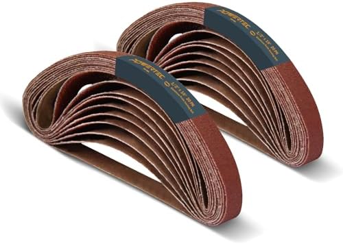 POWERTEC 1/2 x 18 Inch Sanding Belts, 40PK, 180 Grit Aluminum Oxide Belt Sander Sanding Belt for Air File Belt Sander, Woodworking, Metal Polishing (401818-P2)