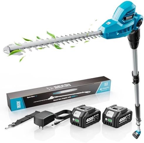 SEESII 20V Pole Hedge Trimmer Cordless, 8.5 FT Reach, Dual 4.0Ah Batteries