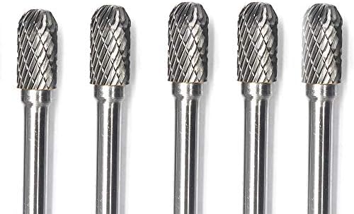 5pcs SC-5 Tungsten Carbide Burr Cylinder Shape with Radius End Double Cut Rotary Burr File(1/2" Cutter Dia X 1"Cutter Length) with 1/4'' shank, pack of 5